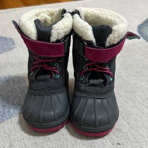 Cat & Jack Kids Black and Pink Waterproof Snow Boots